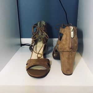 Sued lace up high heels